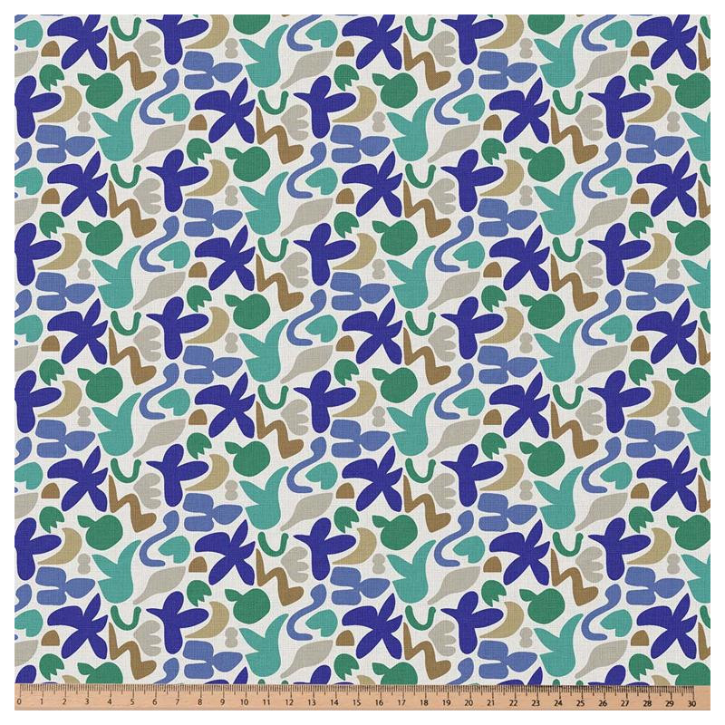 Algodón estampado SWIGO Azul / Verde